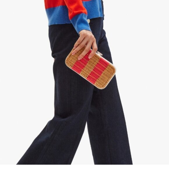 KATE SPADE KITT WICKER CONVERTIBLE CLUTCH CROSSBODY BAG Rectangular Casual - Picture 2 of 16